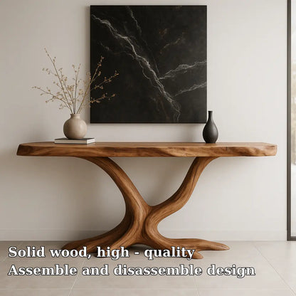 Handcrafted Solid Wood Console Table with Root Form Base – Modern Organic Design Lynnsnail