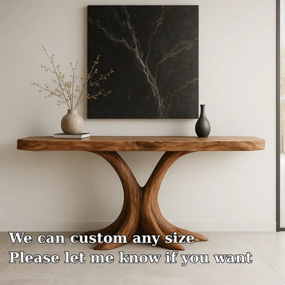Handcrafted Solid Wood Console Table with Root-Inspired Base – Organic Modern Entryway Lynnsnail