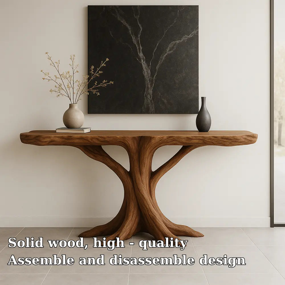 Handcrafted Solid Wood Console Table with Root-Inspired Design – Organic Modern Furniture Lynnsnail