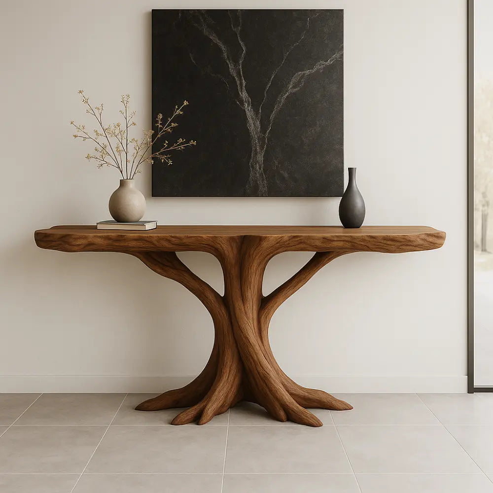 Handcrafted Solid Wood Console Table with Root-Inspired Design – Organic Modern Furniture Lynnsnail