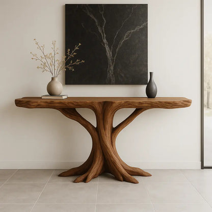 Handcrafted Solid Wood Console Table with Root-Inspired Design – Organic Modern Furniture Lynnsnail