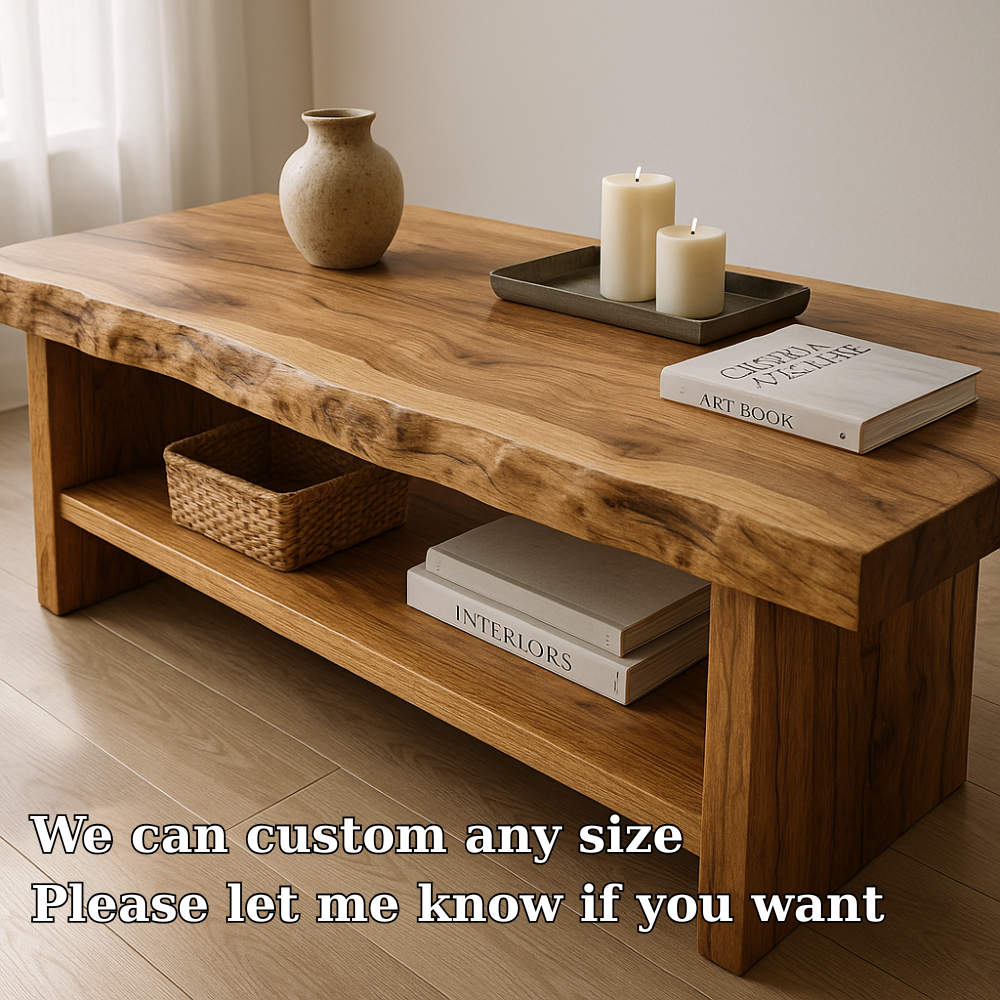 Handcrafted Solid Wood Coffee Table with Live Edge – Natural Rustic Centerpiece for Living Room Lynnsnail