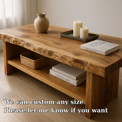 Handcrafted Solid Wood Coffee Table with Live Edge – Natural Rustic Centerpiece for Living Room Lynnsnail