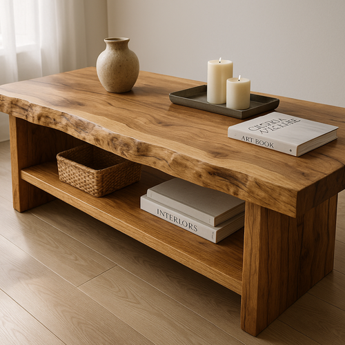 Handcrafted Solid Wood Coffee Table with Live Edge – Natural Rustic Centerpiece for Living Room Lynnsnail