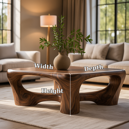 Handcrafted Solid Wood Coffee Table – Sculptural Organic Design for Modern Elegant Living Rooms Lynnsnail