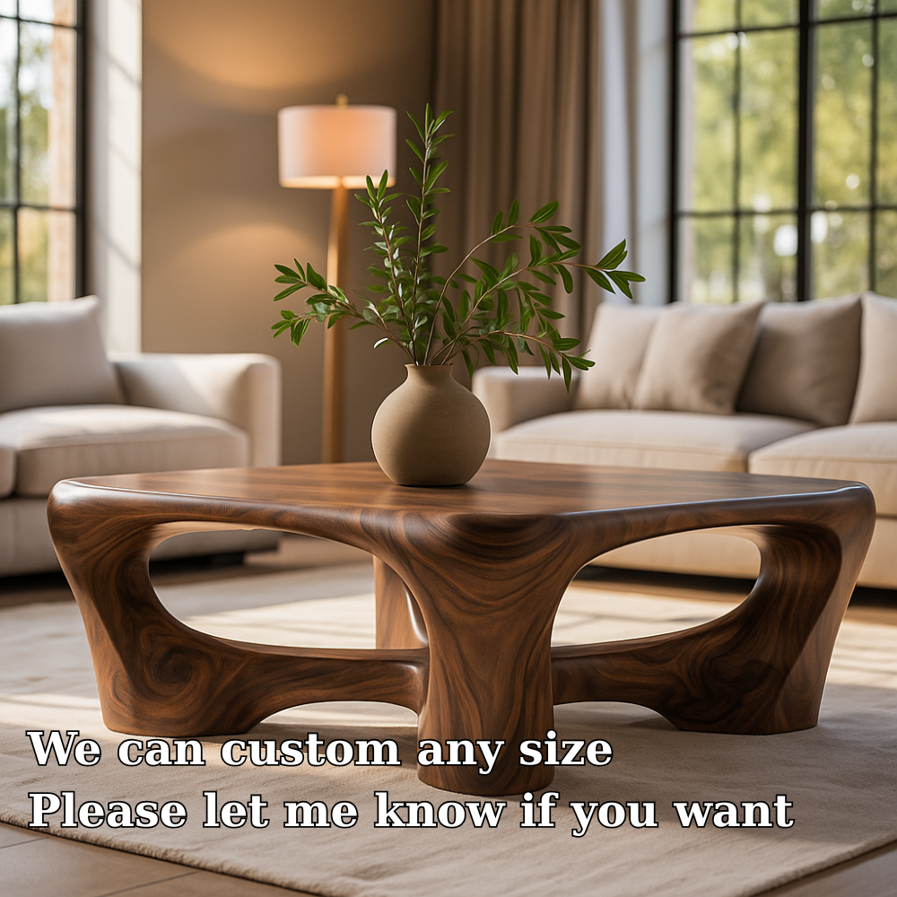 Handcrafted Solid Wood Coffee Table – Sculptural Organic Design for Modern Elegant Living Rooms Lynnsnail