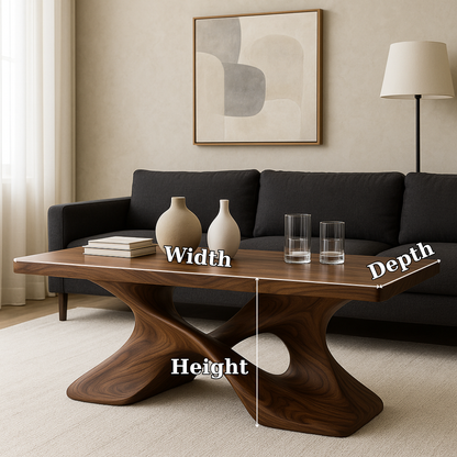 Handcrafted Solid Wood Coffee Table – Artistic Cross-Leg Design for Modern Luxury Living Spaces Lynnsnail
