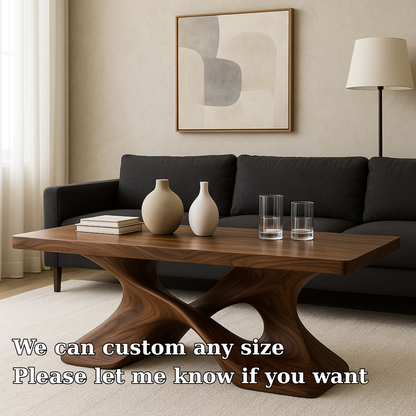 Handcrafted Solid Wood Coffee Table – Artistic Cross-Leg Design for Modern Luxury Living Spaces Lynnsnail