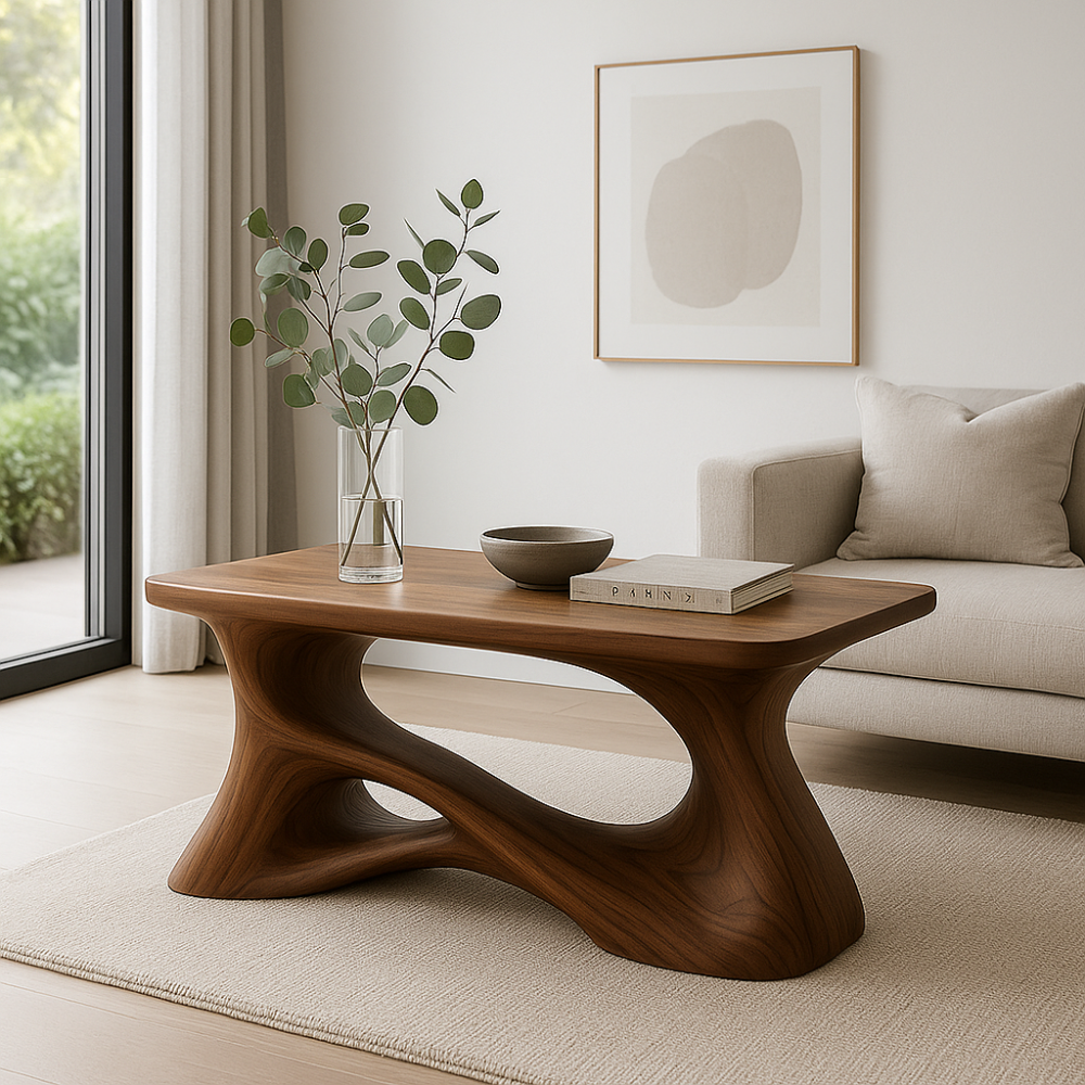 Handcrafted Solid Wood Coffee Table – Artistic Flowing Design for Modern Minimalist Interiors Lynnsnail