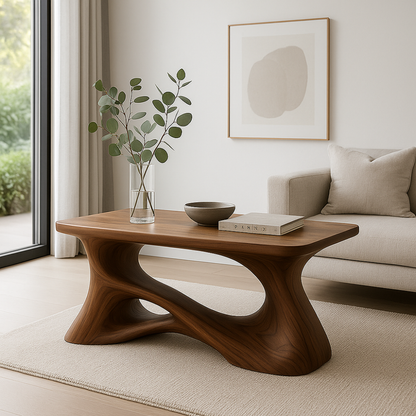 Handcrafted Solid Wood Coffee Table – Artistic Flowing Design for Modern Minimalist Interiors Lynnsnail