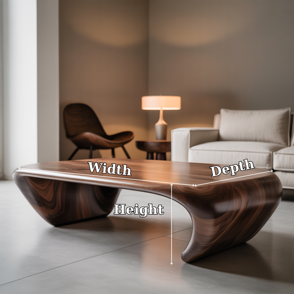 Handcrafted Solid Wood Coffee Table – Modern Sculptural Design with Smooth Organic Curves Lynnsnail