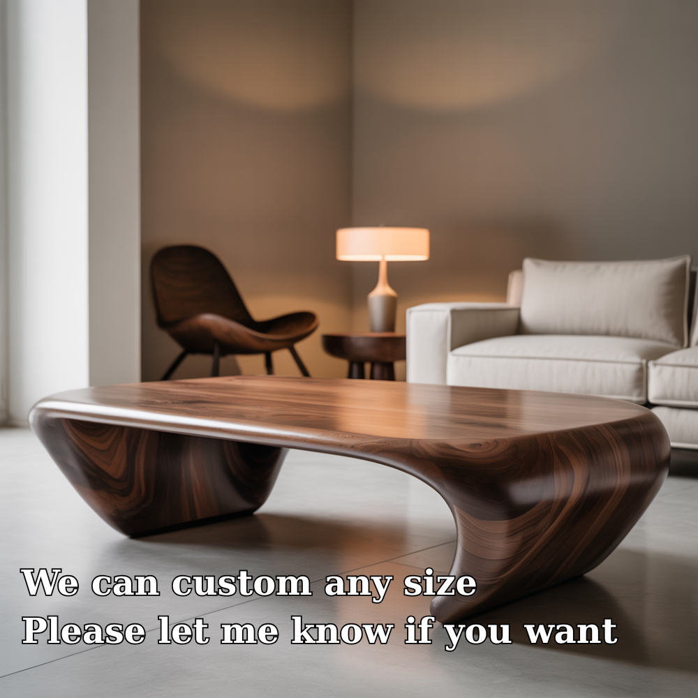 Handcrafted Solid Wood Coffee Table – Modern Sculptural Design with Smooth Organic Curves Lynnsnail