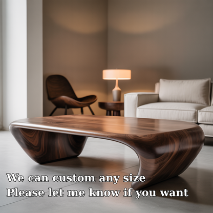 Handcrafted Solid Wood Coffee Table – Modern Sculptural Design with Smooth Organic Curves Lynnsnail
