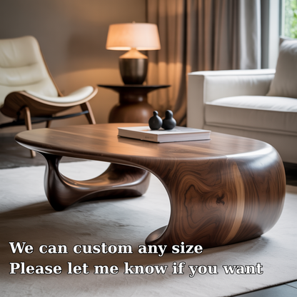 Handcrafted Solid Wood Coffee Table – Modern Organic Design with Flowing Sculptural Form Lynnsnail
