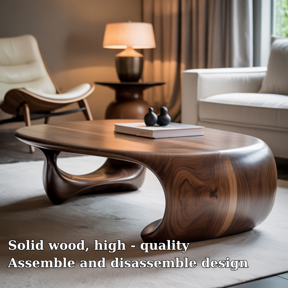 Handcrafted Solid Wood Coffee Table – Modern Organic Design with Flowing Sculptural Form Lynnsnail
