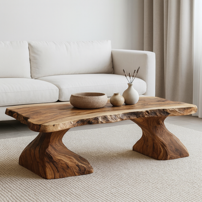 Handcrafted Solid Wood Coffee Table – Live Edge Organic Design for Natural Modern Interiors Lynnsnail
