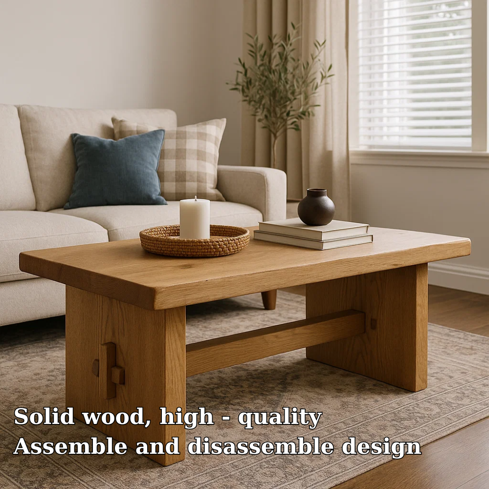 Handcrafted Solid Wood Coffee Table – Rustic Minimalist Design with Mortise Joinery Detail Lynnsnail