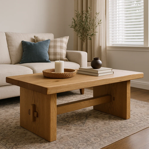 Handcrafted Solid Wood Coffee Table – Rustic Minimalist Design with Mortise Joinery Detail Lynnsnail