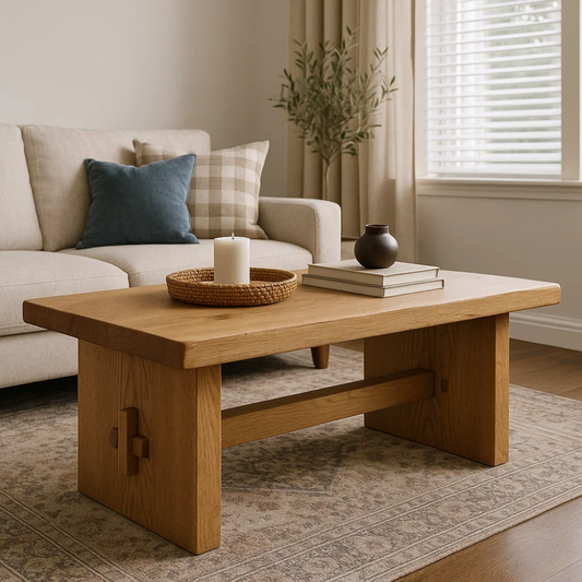 Handcrafted Solid Wood Coffee Table – Rustic Minimalist Design with Mortise Joinery Detail Lynnsnail