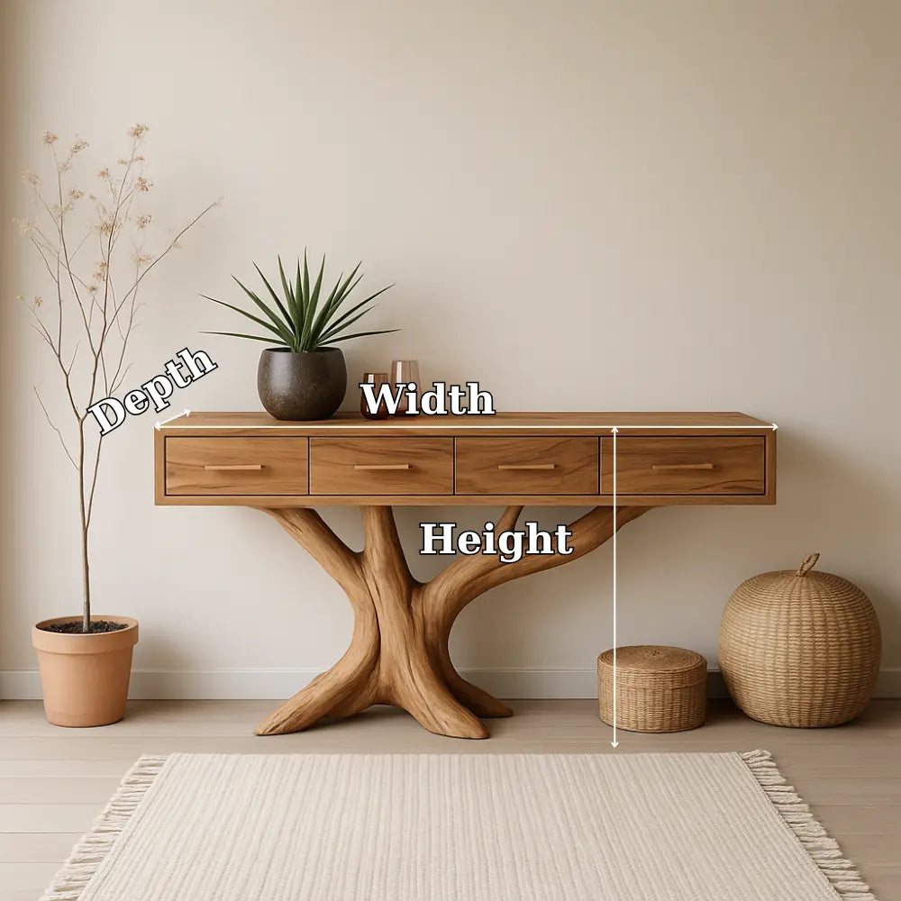 Handcrafted Solid Wood Console Table with Branch-Inspired Base – Modern Organic Entryway Decor Lynnsnail