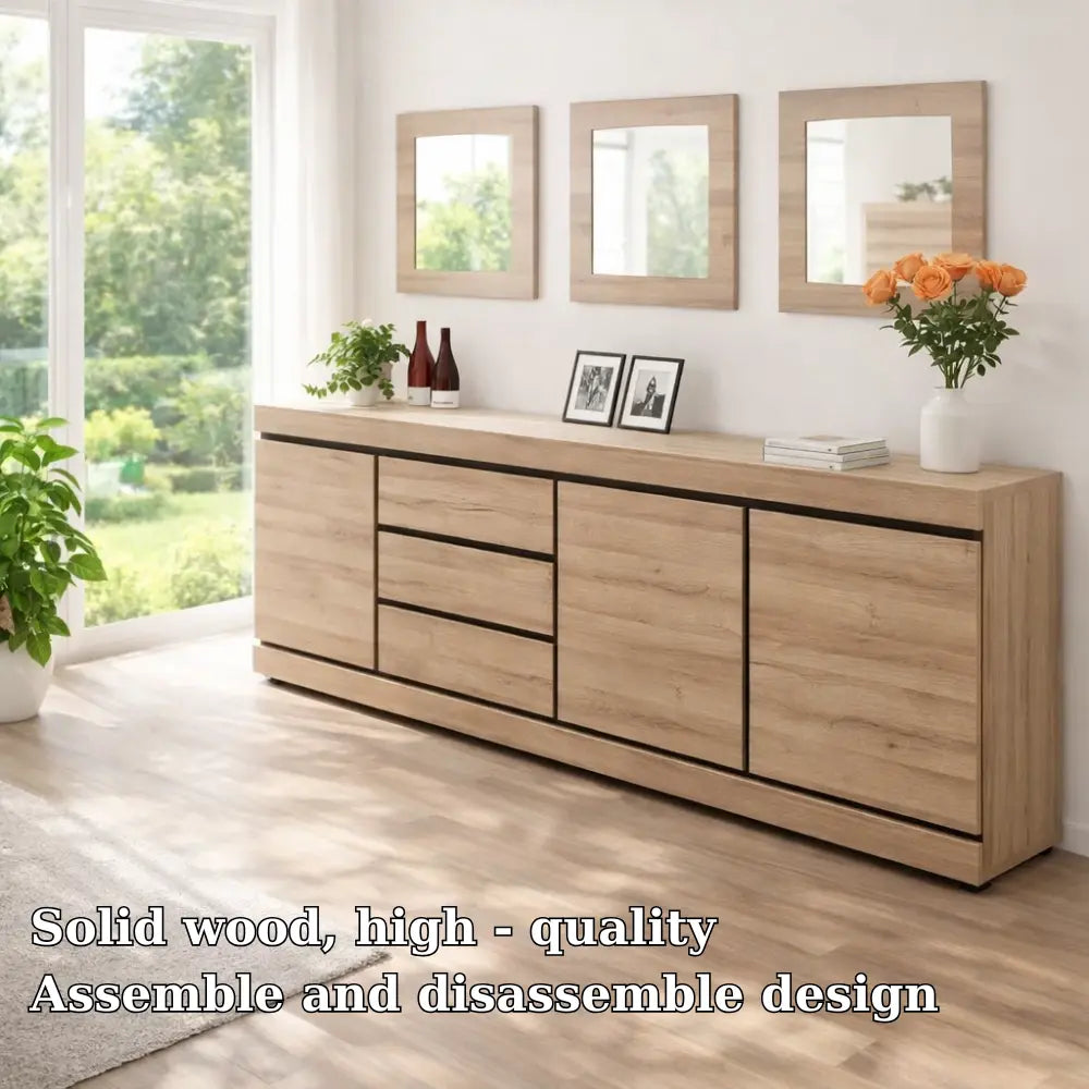 Modern Console Table with Drawers & Cabinet Storage Lynnsnail