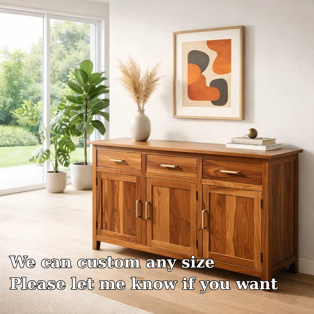 Modern Console Table with Drawers & Double Door Cabinets