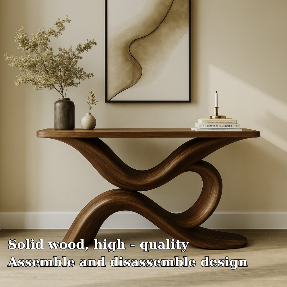 Handcrafted Solid Wood Console Table – Sculptural Modern Design for Entryway or Living Room Lynnsnail