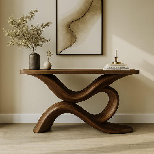 Handcrafted Solid Wood Console Table – Sculptural Modern Design for Entryway or Living Room Lynnsnail
