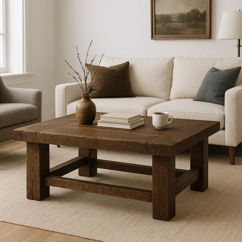 Handcrafted Solid Wood Coffee Table – Rustic Farmhouse Design with Timeless Character Lynnsnail