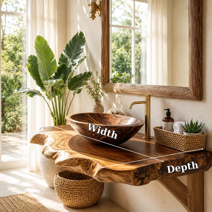 Spalted Live Edge Vanity Shelf | Tiered Solid Wood Floating Bathroom Counter Lynnsnail