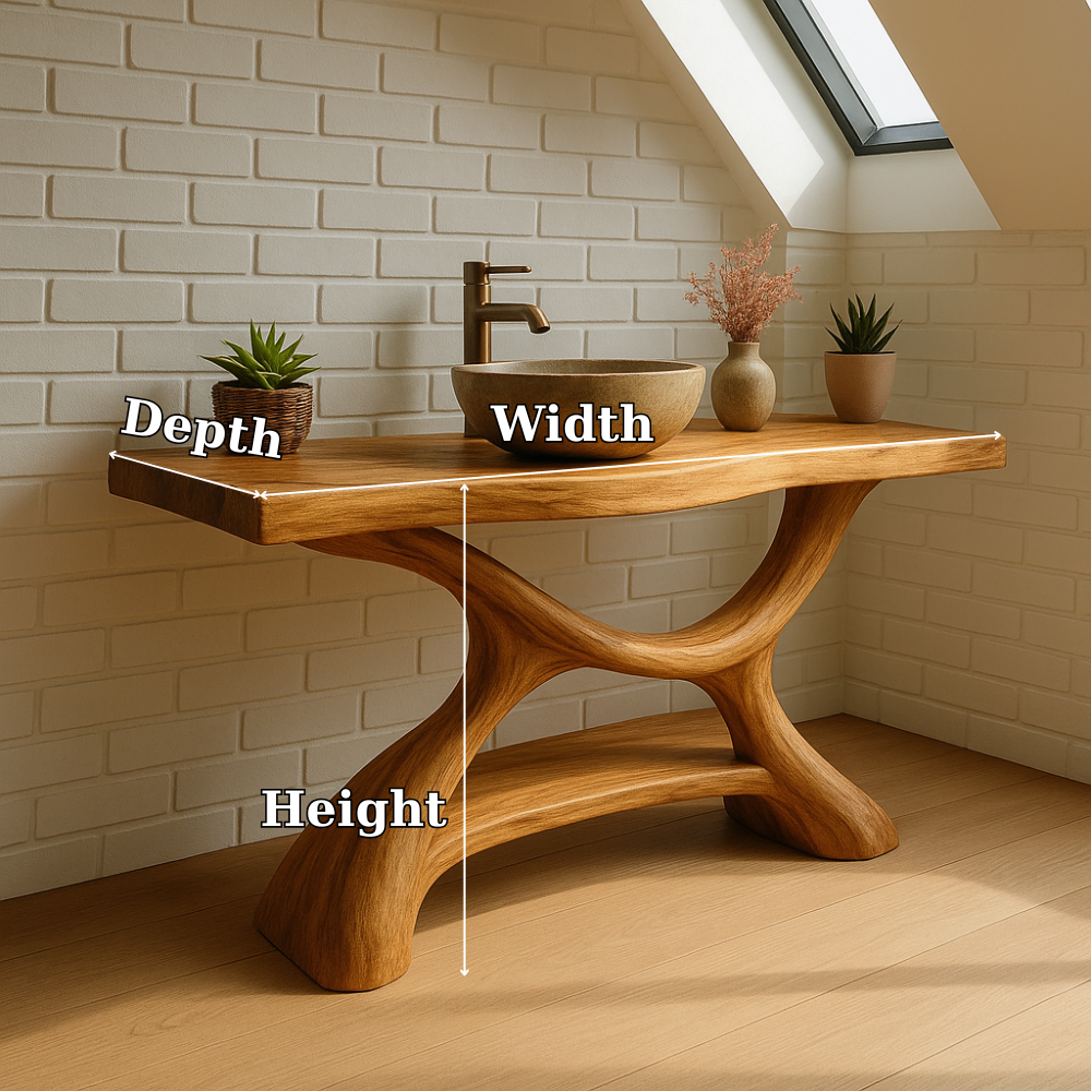 Handcrafted Solid Wood Bathroom Vanity – Sculptural Organic Design with Smooth Natural Finish Lynnsnail