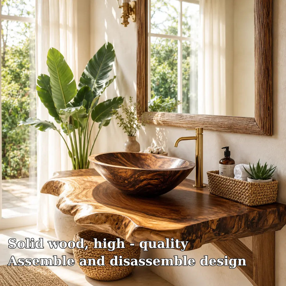 Spalted Live Edge Vanity Shelf | Tiered Solid Wood Floating Bathroom Counter Lynnsnail