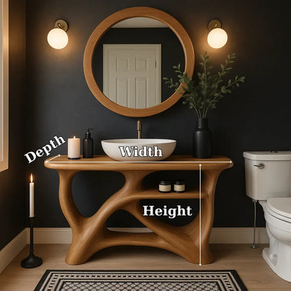 Handcrafted Solid Wood Bathroom Vanity with Modern Organic Design – Natural Sculptural Style Lynnsnail
