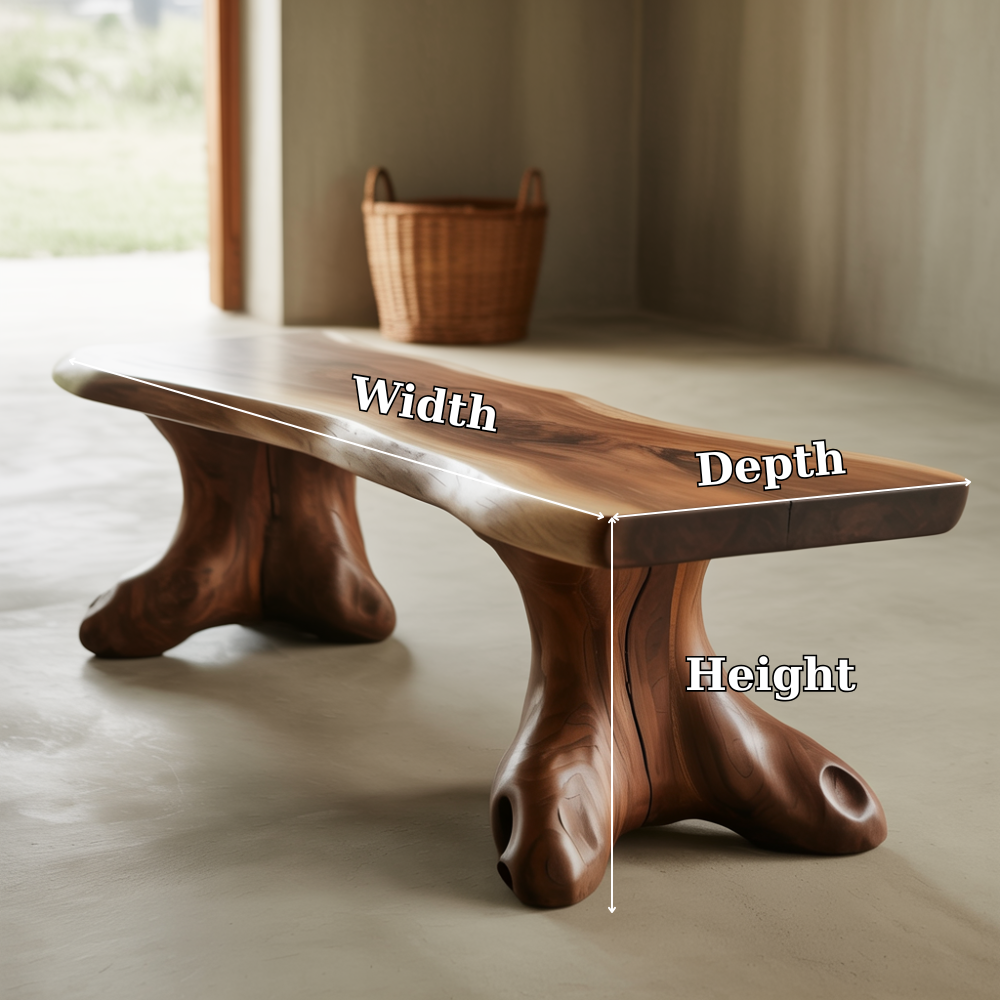 Handcrafted Solid Wood Entryway Bench – Organic Natural Design for Modern Interior Spaces Lynnsnail
