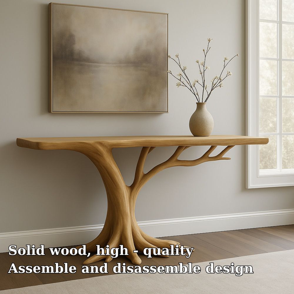 Handcrafted Solid Wood Console Table – Organic Tree-Inspired Design for Modern Homes