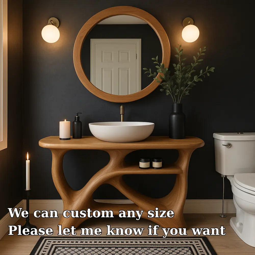 Handcrafted Solid Wood Bathroom Vanity with Modern Organic Design – Natural Sculptural Style Lynnsnail