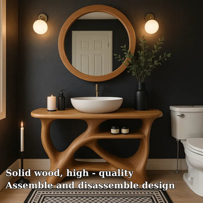 Handcrafted Solid Wood Bathroom Vanity with Modern Organic Design – Natural Sculptural Style Lynnsnail