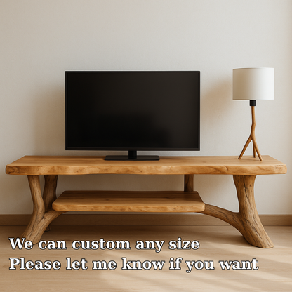 Handcrafted Solid Wood TV Stand – Natural Live Edge Rustic Design for Modern Interiors Lynnsnail