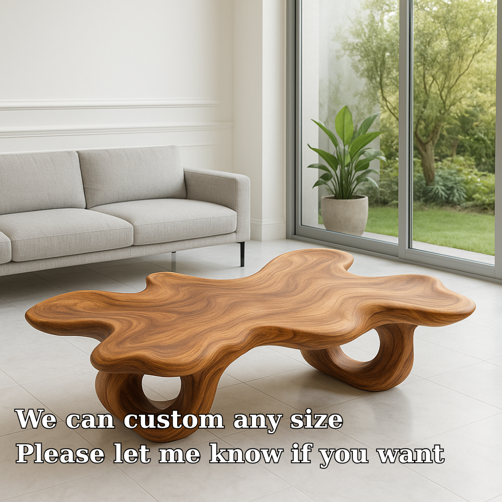 Handcrafted Solid Wood Coffee Table – Organic Sculptural Wave Design Lynnsnail