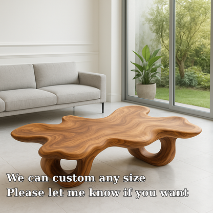 Handcrafted Solid Wood Coffee Table – Organic Sculptural Wave Design Lynnsnail