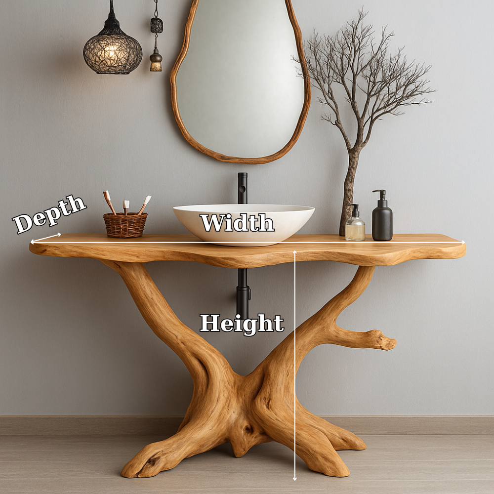 Handcrafted Solid Wood Bathroom Vanity – Organic Tree Root Design with Natural Live Edge Lynnsnail