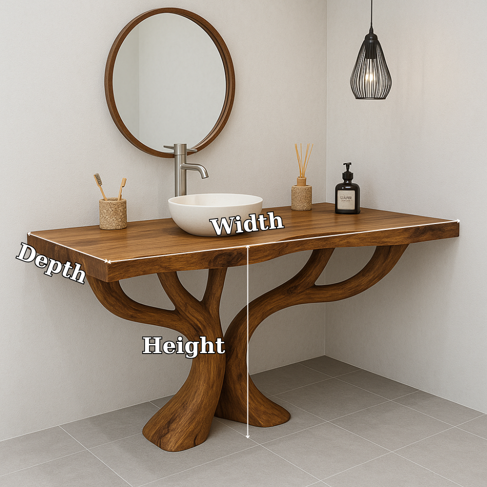 Handcrafted Solid Wood Bathroom Vanity – Sculptural Double Branch Base, Organic Modern Design Lynnsnail