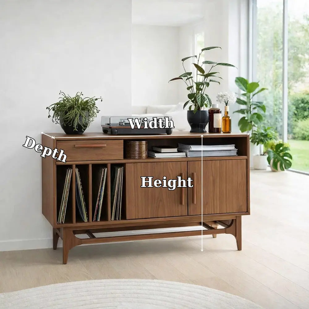 Modern Console Table with Drawer, Cabinet & Open Shelf Lynnsnail