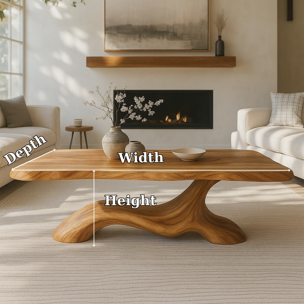 Handcrafted Solid Wood Coffee Table – Modern Sculptural Design with Organic Smooth Flow Lynnsnail