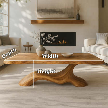 Handcrafted Solid Wood Coffee Table – Modern Sculptural Design with Organic Smooth Flow Lynnsnail