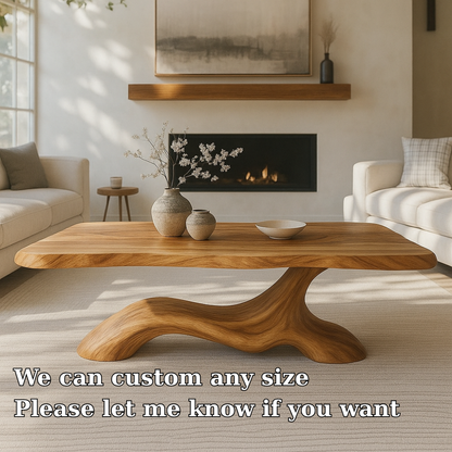 Handcrafted Solid Wood Coffee Table – Modern Sculptural Design with Organic Smooth Flow Lynnsnail