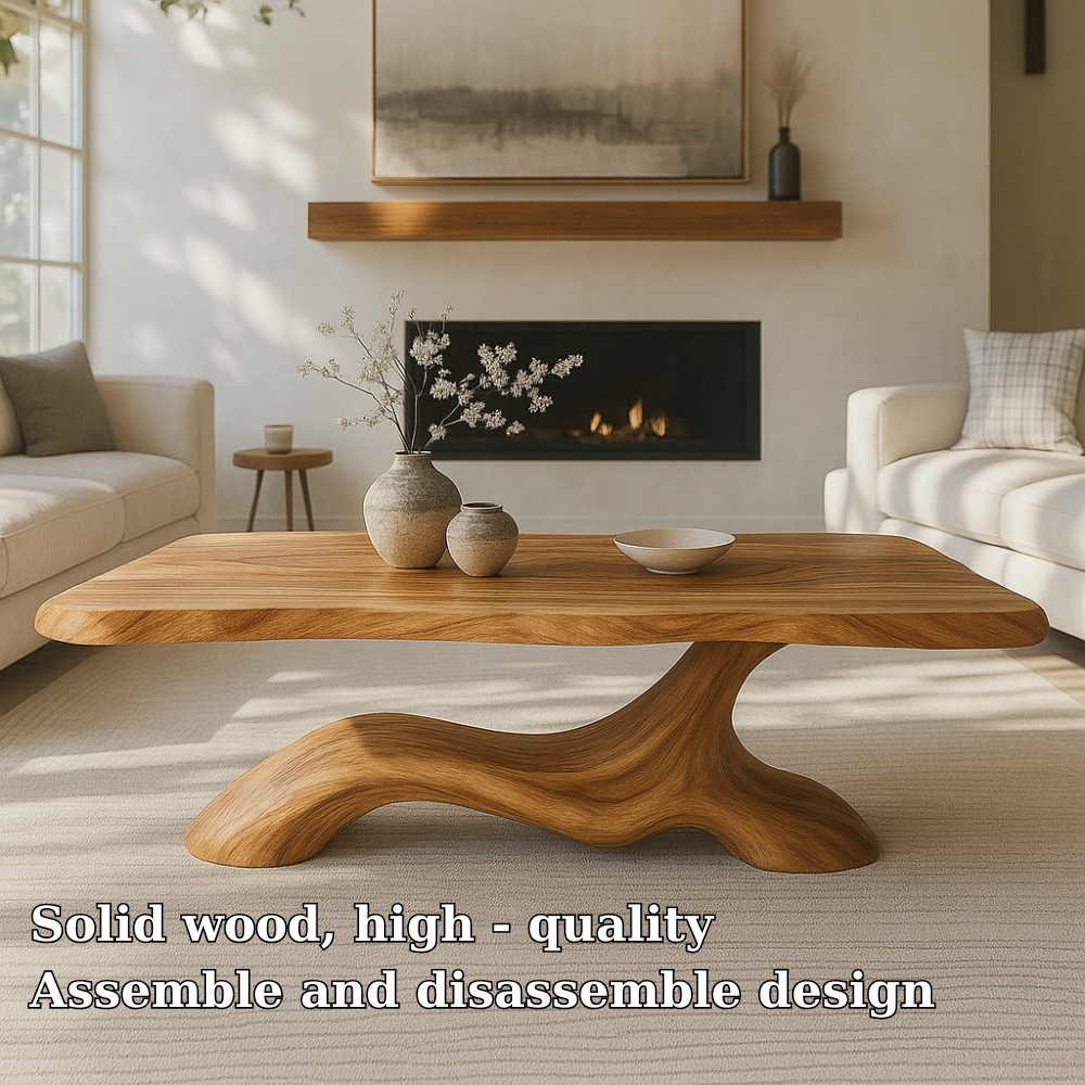 Handcrafted Solid Wood Coffee Table – Modern Sculptural Design with Organic Smooth Flow Lynnsnail