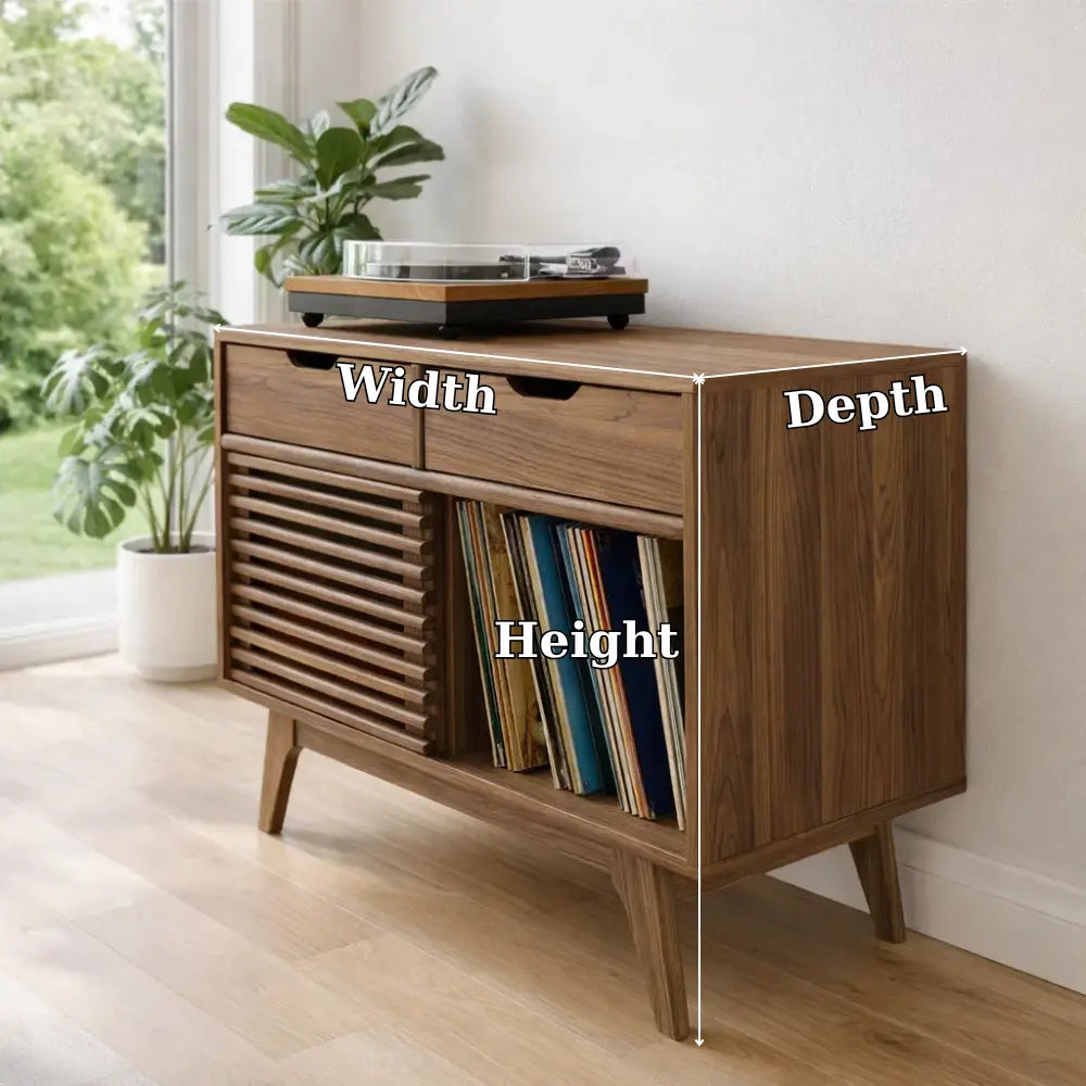 Modern Console Table with Drawers, Sliding Door & Open Storage Lynnsnail