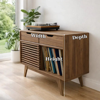 Modern Console Table with Drawers, Sliding Door & Open Storage Lynnsnail