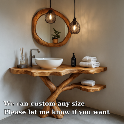 Handcrafted Solid Wood Bathroom Vanity – Artistic Live Edge Design for Modern Natural Spaces Lynnsnail